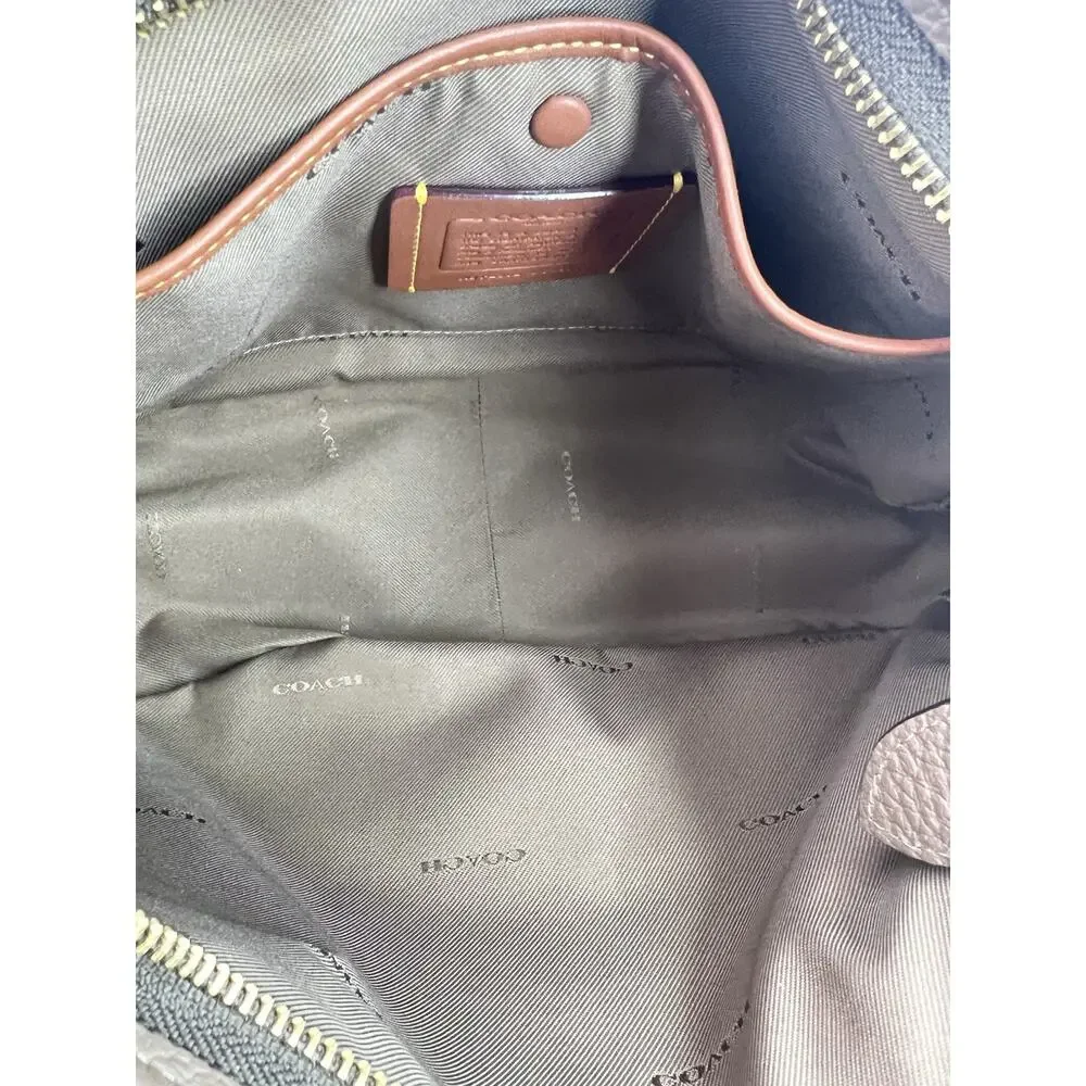 Coach Cary Crossbody Bag Pebbled Finish Dark Stone Gold Hardware Zip Strap CC437